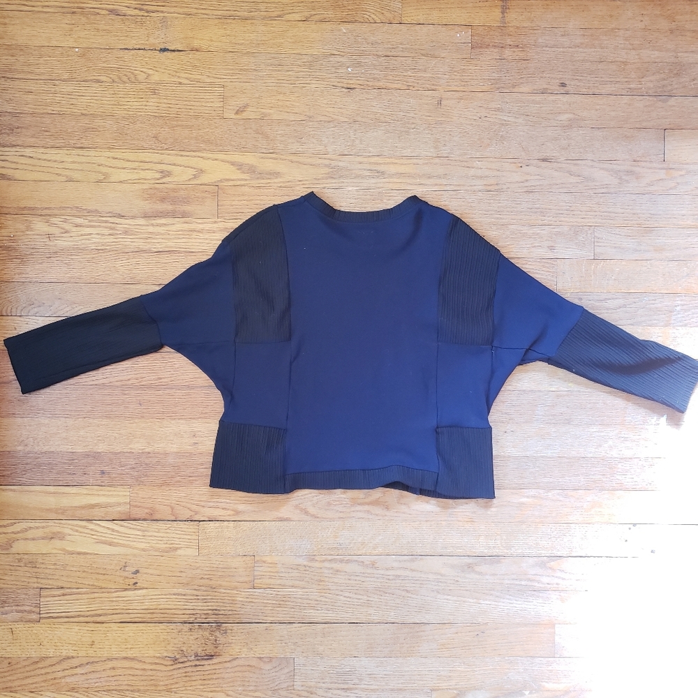 Navy Blue Zara Trafalug Top Long Sleeve Spring Fall Winter Chill Basic Small S